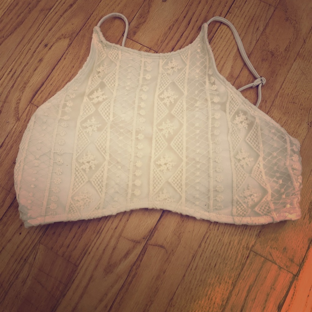 White Bikini Top with Caged Back